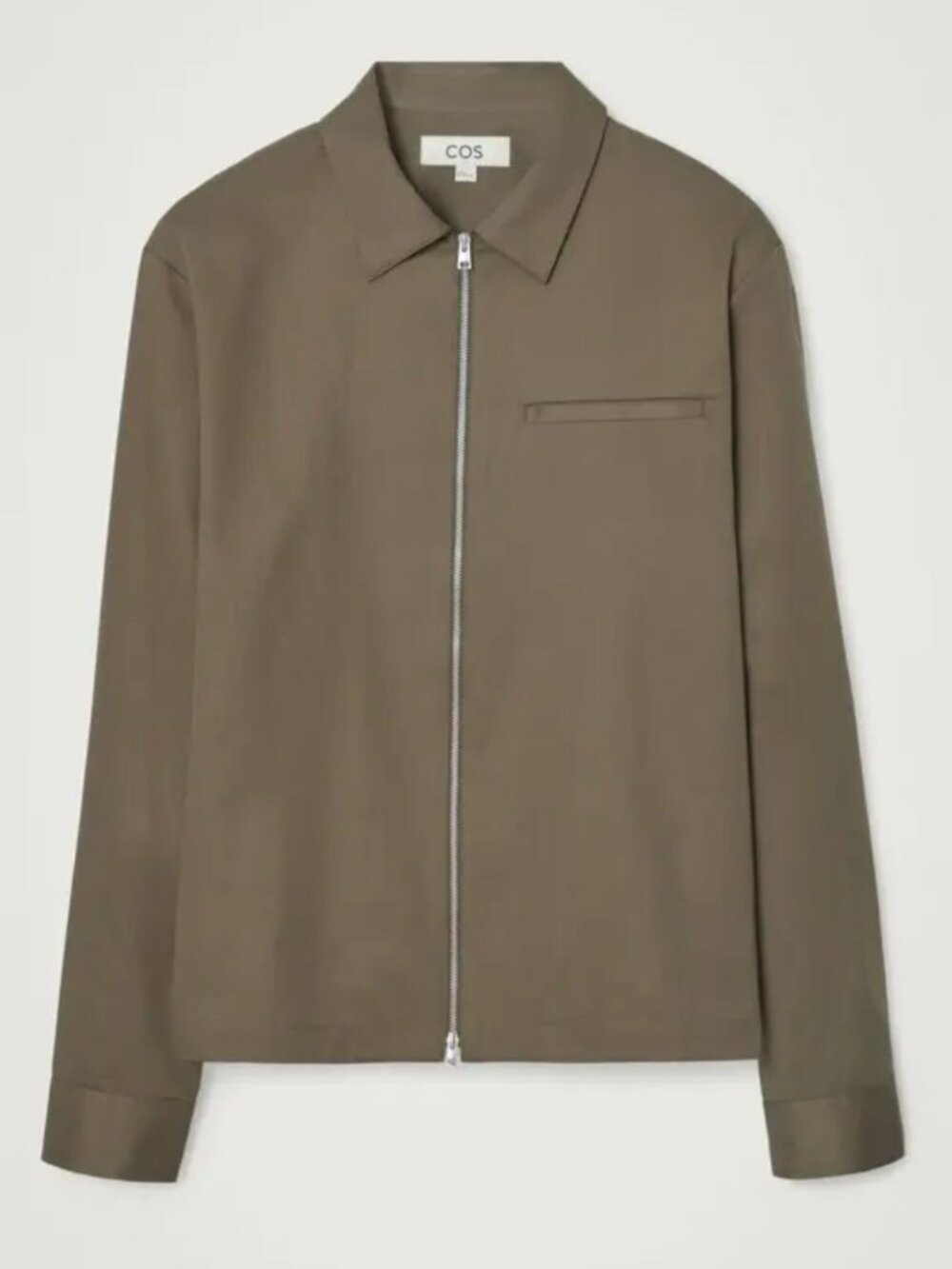 LIKE NEW COS Zipped Twill Olive Khaki Front Workwear Minimalist Jacket SZ L - Picture 3 of 8